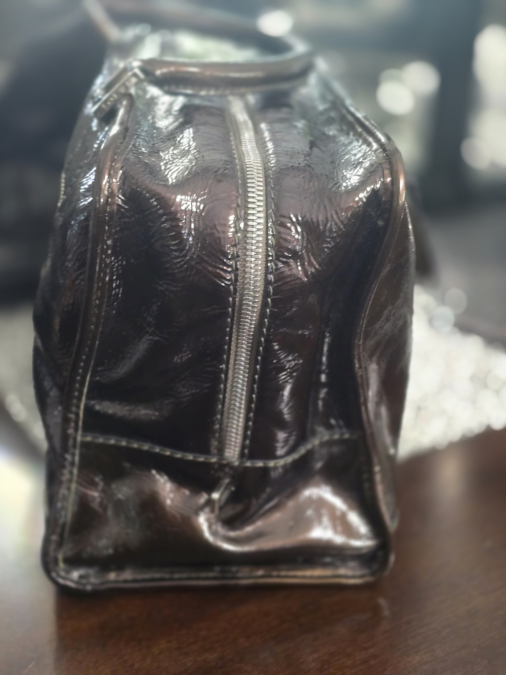 Loewe Patent Leather Top-Handle Satchel in Dark Brown - Picture 6 of 16